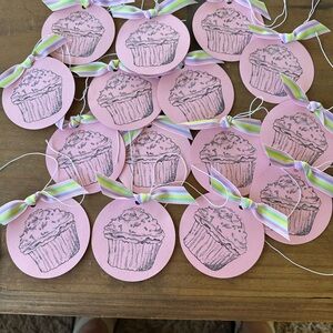Birthday Pink Cupcake Party Tags